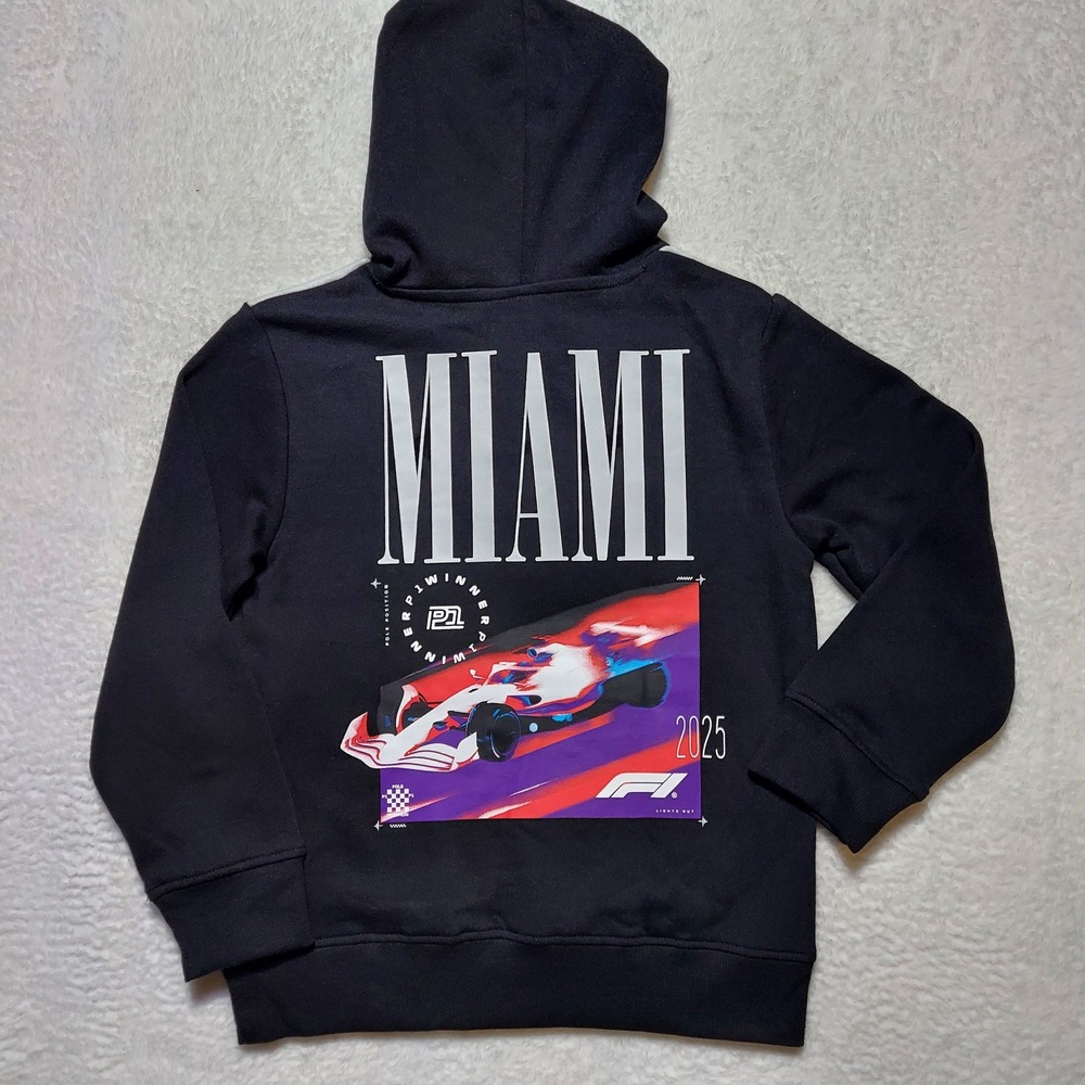 Formula 1 Hoodie Kids XS 6/7 Black New Miami 2025 Racing Division Graphic F1 - Picture 2 of 9